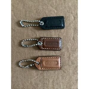 Lot (3) COACH Y2K Small Hang Tag Fob Bag Charm 2 Brown/Black